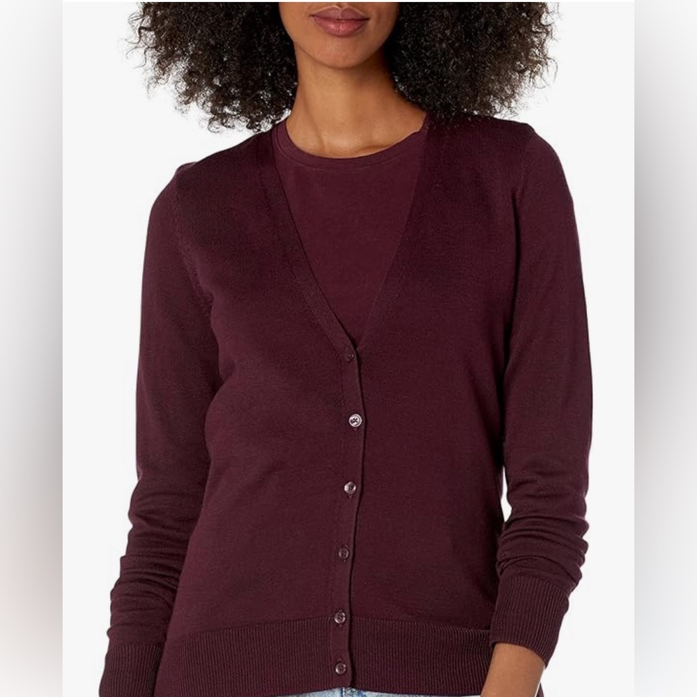 Burgundy Cardigan Sweater, Lighter Weight